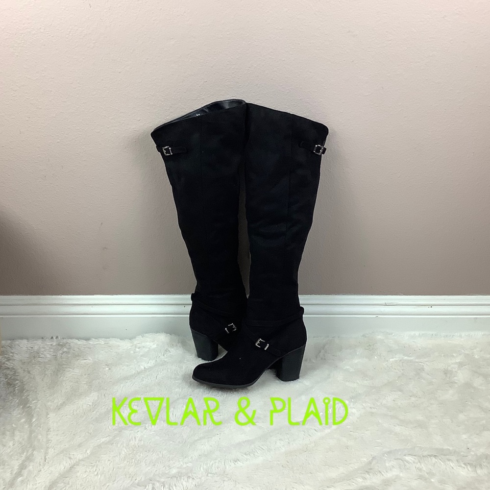 Madden Girl Knee High Black Suede Boots